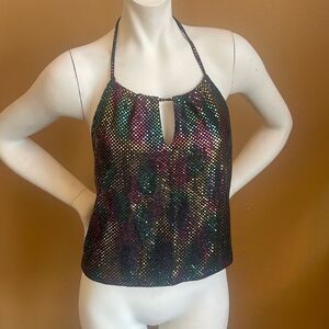 PIA sequined rainbow halter top size L